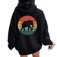 Elephant Retro Vintage Animal Lover Women Oversized Hoodie Back Print Black