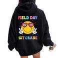 Field Day 2024 1St Grade Smile Face Teacher Field Trip Women Oversized Hoodie Back Print Black
