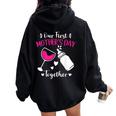 Our First Together Matching First Time Mom Women Oversized Hoodie Back Print Black