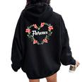 Florence Flower Heart Personalized Name Florence Women Oversized Hoodie Back Print Black