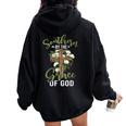 Flower Cross American By Birth Southern By The Grace Of God Women Oversized Hoodie Back Print Black