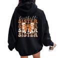 Football Sister Vintage Sport Lover Sister Mothers Da Women Oversized Hoodie Back Print Black