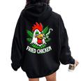 Fried Smoking Chicken 420 Marijuana Weed Leaf Pots 420 Women Oversized Hoodie Back Print Black