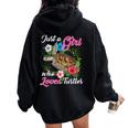 Fun Just A Girl Who Loves Turtles And Girls Cute Women Oversized Hoodie Back Print Black