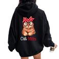 Cat Mom Cat Lovers Mother's Day Mom Mothers Women Oversized Hoodie Back Print Black
