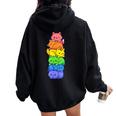 Lgbt Cat Stack Rainbow Gay Pride Anime For Cat Lover Women Oversized Hoodie Back Print Black