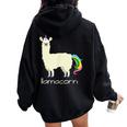 Llama & Unicorn T By Llamacorn Women Oversized Hoodie Back Print Black