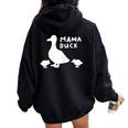 Mama Duck Mother T I Duckling Babies Mom Of 2 Women Oversized Hoodie Back Print Black