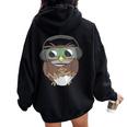 Sarcastic Coffee & Owl Lovers Cute Vintage Gamer Women Oversized Hoodie Back Print Black