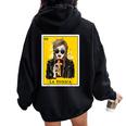 Spanish-Mexican Bingo La Toxica Women Oversized Hoodie Back Print Black