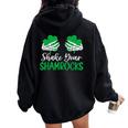 St Patrick's Day For Shake Your Shamrocks Women Oversized Hoodie Back Print Black