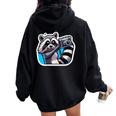 Vintage Camera Christmas Rocket Raccoon Meme Selfie Women Oversized Hoodie Back Print Black