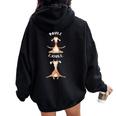 Workout Inhale Exhale Quote Giraffe Yoga Pose Relax Women Oversized Hoodie Back Print Black