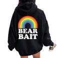 Gay Bear Bait Rainbow Lgbt Women Oversized Hoodie Back Print Black