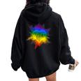 Gay Flag Pride Rainbow Top Exploding Love Lgbtq Flag Women Oversized Hoodie Back Print Black