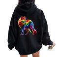 Gay Wolf Pride Lgbtq Rainbow Women Oversized Hoodie Back Print Black