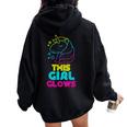 This Girl Glows Cute Girls Tie Dye Party Team Women Oversized Hoodie Back Print Black