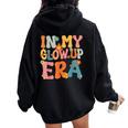 In My Glow Up Era Retro Groovy Women Oversized Hoodie Back Print Black