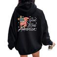God Bless America Fourth Of July Christian Patriot Usa Flag Women Oversized Hoodie Back Print Black