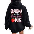 Grandma Of The Berry Sweet One Strawberry First Birthday Women Oversized Hoodie Back Print Black