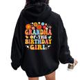Grandma Of The Birthday Girl Groovy Themed Family Matching Women Oversized Hoodie Back Print Black