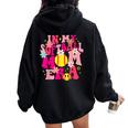 Groovy In My Softball Mom Era Life Game Day Vibes Mama Pink Women Oversized Hoodie Back Print Black