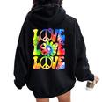 Groovy Tie Dye Love Retro 70'S Hippie Vintage 70S Costume Women Oversized Hoodie Back Print Black