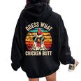 Guess What Chicken Butt Retro Vintage Chicken Meme Women Oversized Hoodie Back Print Black