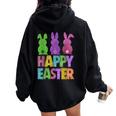 Happy Easter Day Bunnies Cute Bunny Girls Trendy 2024 Women Oversized Hoodie Back Print Black