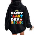 Happy Last Day Of 3Rd Grade Rainbow Teacher Student Women Oversized Hoodie Back Print Black