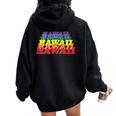 Hawaii State Gay Pride Rainbow Word Women Oversized Hoodie Back Print Black