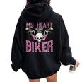 My Heart Belongs To A Biker Motorcycle Motorbike Girls Women Oversized Hoodie Back Print Black