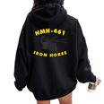 Hmh-461 Iron Horse Ch-53 Super Stallion Helicopter Women Oversized Hoodie Back Print Black