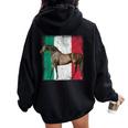 Horse Italian Flag Patriotic Riding Horses Horseback Farm Women Oversized Hoodie Back Print Black