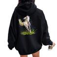 Horse-Loving Girl Horseback Riding Horseback Riding Women Oversized Hoodie Back Print Black
