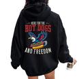 Here For The Hot Dogs And Freedom 4Th July Eagle Women Oversized Hoodie Back Print Black