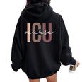 Icu Registered Nurse Intensive Care Unit Rn Staff Icu Nurse Women Oversized Hoodie Back Print Black
