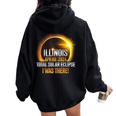 Illinois Solar Eclipse 2024 Usa Totality Women Oversized Hoodie Back Print Black