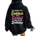 I'm A Gemini Goddess Queen Its My Birthday Season Pink Women Oversized Hoodie Back Print Black