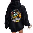 Jazz For Vintage Youth Musician Saxophonist Women Oversized Hoodie Back Print Black