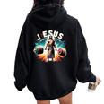 Jesus The Ultimate Deadlifter Retro Jesus Christian Workout Women Oversized Hoodie Back Print Black