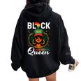 Junenth Black Queen African American Freedom Women Oversized Hoodie Back Print Black