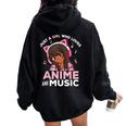 Just A Girl Who Loves Anime And Music Black Girl Anime Merch Women Oversized Hoodie Back Print Black