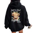 Just A Girl Who Loves Highland Cows Scottish Highland Cows Women Oversized Hoodie Back Print Black