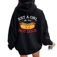 Kawaii Hotdog Lover Just A Girl Who Loves Hot Dogs Women Oversized Hoodie Back Print Black