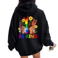 Be Kind Sign Language Hand Talking Lgbtq Flag Gay Pride Women Oversized Hoodie Back Print Black