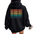 Kiss More Girls Gay Lesbian Pride Lgbt Rainbow Feminist Women Oversized Hoodie Back Print Black