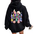 Labor And Delivery Nurse Bunny L&D Nurse Happy Easter Day Women Oversized Hoodie Back Print Black