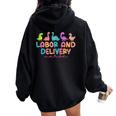 Labor And Delivery Nurse Cute Dinosaur L&D Nurse Animal Ld Women Oversized Hoodie Back Print Black