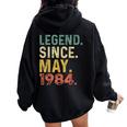 Legend Since May 1984 Vintage 40Th Birthday Women Women Oversized Hoodie Back Print Black
